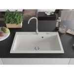 MEXEN - Elix granitový dřez 1-miska 800 x 500 mm, bílá, sifon chrom 6527801005-20