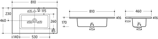 COMAD - Nábytkové umyvadlo GO 80cm 5907611650882