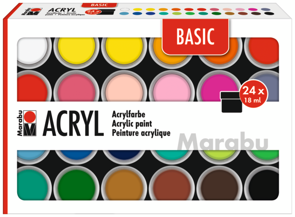 Marabu Acrylic Paints set BASIC 24 x 18 ml