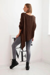 Svetr dámský vlněný asymetrický Plus Size s výstřihem do V hnědý UNI
