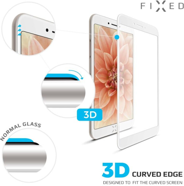 FIXED 3D Full-Cover Ochranné tvrzené sklo pro Apple iPhone 7 8 bílá / přes celý displej / 0.33 mm         (FIXG3D-100-033WH)