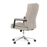 Křeslo kancelářské, béžová ekokůže, kříž kov chromový, houpací mechanismus, čalouněné područky
