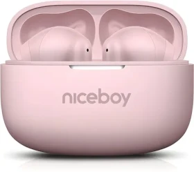 Niceboy Beans 5 PRO růžová / Bezdrátová sluchátka do uší / ANC / Bluetooth / IPX4 (100002204366)
