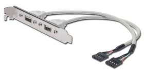 PremiumCord USB vývod z desky na záslepku stříbrná / Redukce / 2x USB-A / 20 cm (kuzas)
