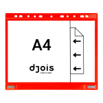 Djois kapsy na dokumenty s euroděrováním a magnetem, A4, červená, 5 ks