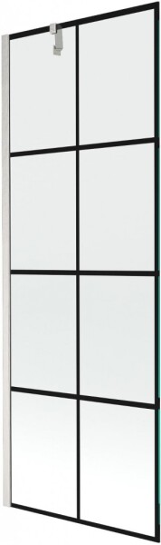 MEXEN/S - Next vanová zástěna FIX 70 x 150, černá vzor, nikl kartáčovaná 895-070-000-00-77-97