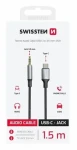 SWISSTEN TEXTILE Audio adaptér USB-C (M) - 3.5mm Jack 1.5m černá (73502309)