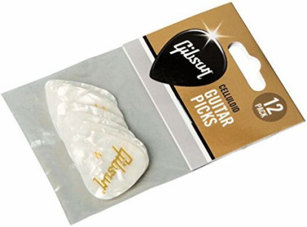 Gibson Pearloid White Picks 12 Pack Heavy