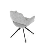 Židle jídelní, šedá látka, 360° vratný mechanismus, černý kov