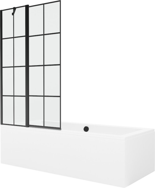 MEXEN/S - Cube obdélníková vana 170 x 80 cm s panelem + vanová zástěna 100 cm, černá vzor 550517080X9410117077