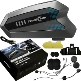 FreedConn HERO V2 černá / Motocyklový interkom / Bluetooth 5.1 / Dosah 1000 m / Výdrž 30 h (HERO V2 EU)