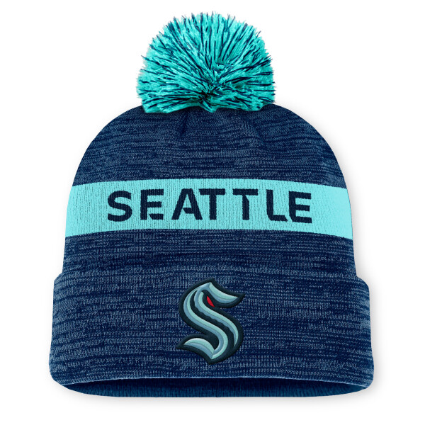 Fanatics Pánská Zimní Čepice Seattle Kraken Authentic Pro Rink Beanie Cuff With POM