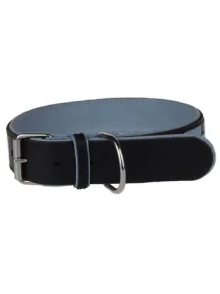 AnimALL Obojek kožený s motivem černý/modrý 60 cm/40 mm (113411)