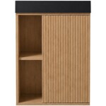 CERANO - Umyvadlová skříňka pro WC Sofia - dub medový + umyvadlo z litého mramoru Sofia - černá matná - 50x70x25 CER-339319