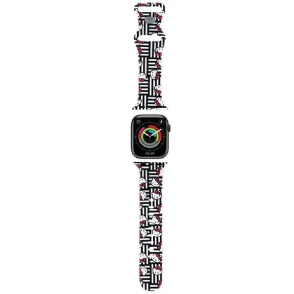 Hello Kitty Silicone Heads Stripes černá / Řemínek / Apple Watch 38/40/41mm / Silikonový (HKAWMSDIESK)