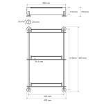 SAPHO - X-ROUND E skleněná polička trojitá s hrazdou 380x675x130, chrom XR608