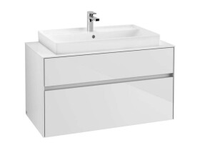 VILLEROY & BOCH - Collaro Umyvadlová skříňka, 100x55x50 cm, 2 zásuvky, Glossy White C02000DH