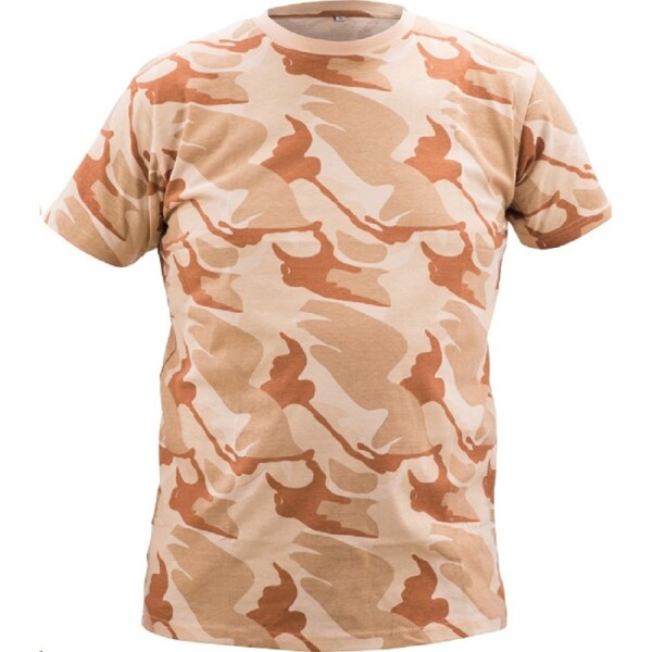 Triko CRAMBE s krátkým rukávem béžové camouflage, 100% bavlna, 180g/m2 M- béžové camouflage