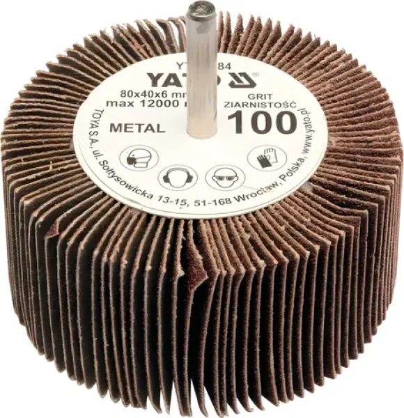 YATO Brusný lamelový kotouč radiální 80x40 mm P-80 / Brusný kotouč / Průměr stopky 6 mm