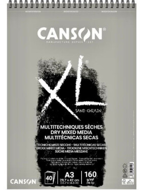 Canson Skicák XL Dry Mixed Media Sand Grain šedý A3 160 g, 40 listů