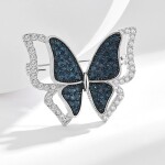 Luxusní brož se zirkony Crystal Butterfly - motýl, Stříbrná