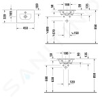 DURAVIT - Viu Umývátko 450x320 mm, bez přepadu, s otvorem pro baterii, bílá 0733450041