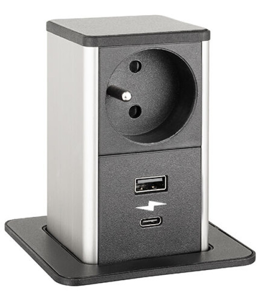 STRONG PowerUp zásuvka, 1x230V, USB A/C nabíjecí, Černá, Fr (477468)