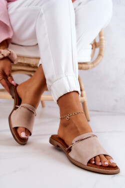 Semišové pantofle Lewski Boty 3047 Béžová 41