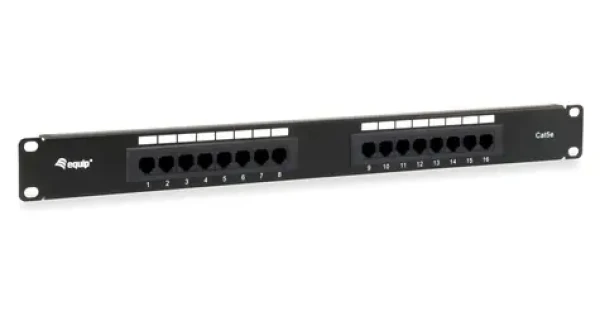 Equip 19" / Patch panel / 16x RJ-45 / Cat5e UTP / 1U / černý (235317)
