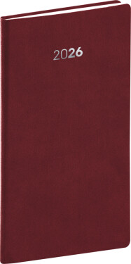 Diář 2026: Balakon - bordó, kapesní, 9 x 15,5 cm