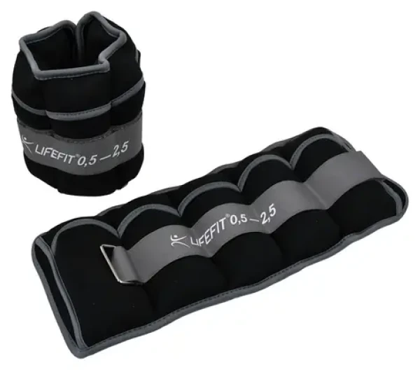 Lifefit Kotník-zápěstí S2 2x0,5-2,5 kg černá / Neoprenová zátěž / nastavitelná / suchý zip / pár