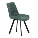 Židle jídelní, zelená látka v dekoru broušené kůže, černý kov