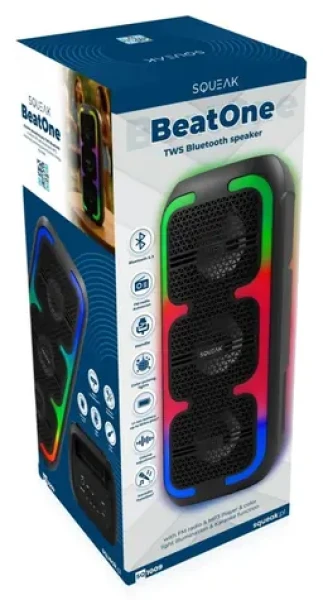 BeatOne SQ1009 černá / Karaoke reproduktor / 45W / BT 5.3 / FM rádio / USB-C / LED podsvícení (SQ1009)