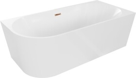 MEXEN/S - Mia volně stojící rohová vana pravá 180 x 80, bílá, sifon a přepad růžové zlato 52691808000P-60