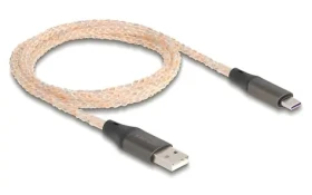 DeLock USB-A - USB-C kabel 1 m transparentní / USB kabel / RGB podsvícení / USB 2.0 480 Mbit/s / zlacené konektory (88164)