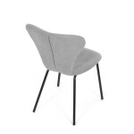 Židle jídelní, stříbrná látka, nohy černý kov