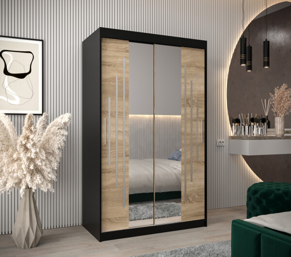 Šatní skříň Abi Y1 Barva korpusu: Černá, Rozměry: 120 cm, Dveře: Dub sonoma