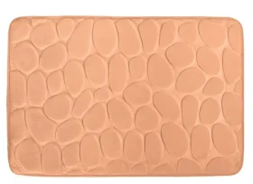 MSV PEBBLES koupelnová předložka 40 x 60 cm broskvová / Polyester, PU pěna / Protiskluzová