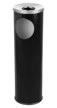 ALDA Cigarette Pillar černá / Odpadkový koš s popelníkem / 15 l / Lakovaná ocel / Víko z nerezové oceli