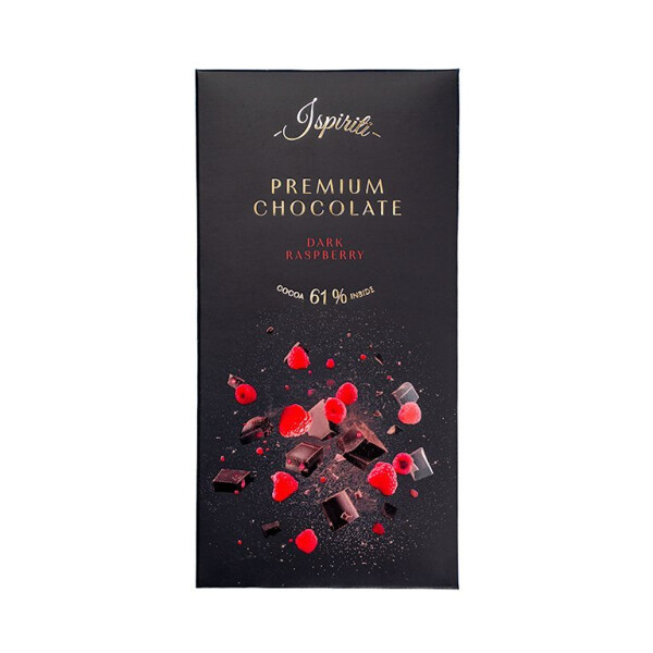 ISPIRITI Hořká čokoláda 61% s kousky malin 80g