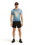 ICEBREAKER Mens Mer 75 Cool-Lite Feather SS Crewe AOP, Atlan/Flintblue/Seagl/Aop velikost: XL