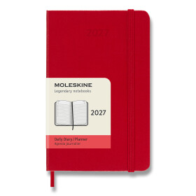 Diář MOLESKINE 2027 denní tvrdý červený S