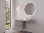 CERANO - Koupelnová skříňka Carole - betonově šedá + deska pod umyvadlo Navira Slim - 18 mm + konzole chrom - 120x49,8x46 CER-606099