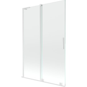 MEXEN/S - Velar L dvoukřídlá posuvná vanová zástěna 120 x 150, transparent, bílá 896-120-003-01-20
