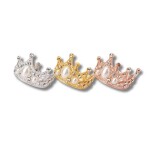Dortisimo Nejedlá dekorace kovová Koruna zlatá s holografickými kamínky a bílými perlami