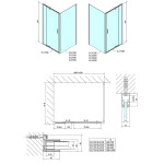 POLYSAN - EASY obdélník/čtverec sprchový kout pivot dveře 900-1000x1000 L/P variant, sklo Brick EL1738EL3438