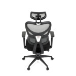 Kancelářská židle, šedá síťovina, černý plast, kolečka na tvrdé podlahy