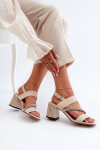 Dámské elegantní sandály na podpatku béžové D&A MR38-549 36