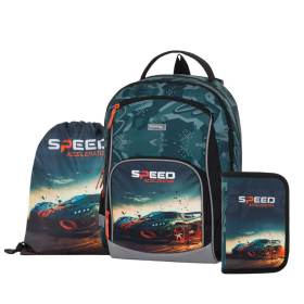 Školní batohový 3-dílný set KARTON P+P OXY GO - Auto