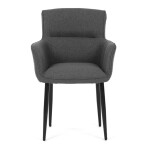 Židle jídelní, snadno čistitelná šedá látka, černý matný lak, kovové nohy